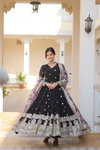 KA 1078 Faux Georgette With Embroidery Zari Sequins Work Gown With Dupatta Wholesale In India  